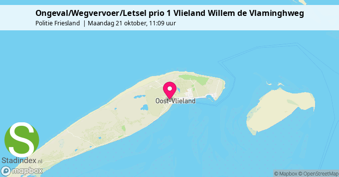 Ongeval/Wegvervoer/Letsel prio 1 Vlieland Willem de Vlaminghweg