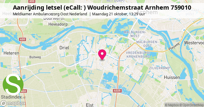 Aanrijding letsel (eCall: ) Woudrichemstraat Arnhem 759010