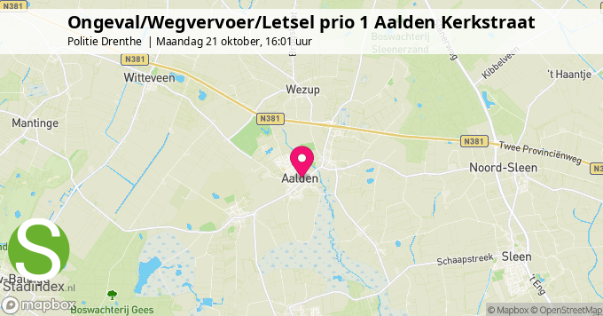 Ongeval/Wegvervoer/Letsel prio 1 Aalden Kerkstraat