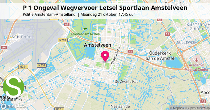 P 1 Ongeval Wegvervoer Letsel Sportlaan Amstelveen