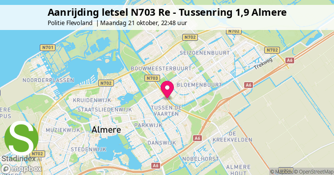 Aanrijding letsel N703 Re - Tussenring 1,9 Almere