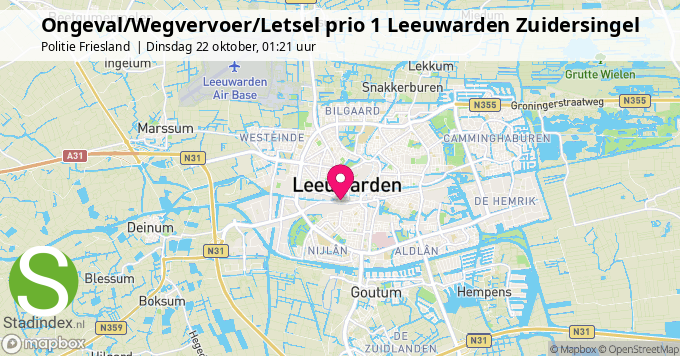 Ongeval/Wegvervoer/Letsel prio 1 Leeuwarden Zuidersingel