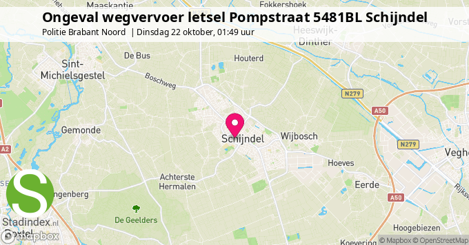 Ongeval wegvervoer letsel Pompstraat 5481BL Schijndel