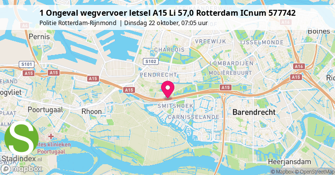 1 Ongeval wegvervoer letsel A15 Li 57,0 Rotterdam ICnum 577742