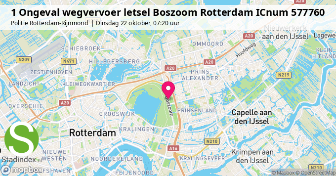 1 Ongeval wegvervoer letsel Boszoom Rotterdam ICnum 577760