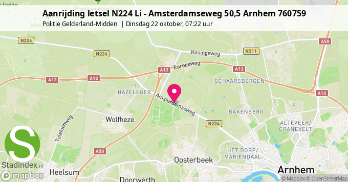 Aanrijding letsel N224 Li - Amsterdamseweg 50,5 Arnhem 760759