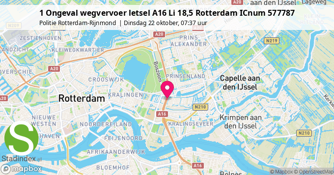 1 Ongeval wegvervoer letsel A16 Li 18,5 Rotterdam ICnum 577787