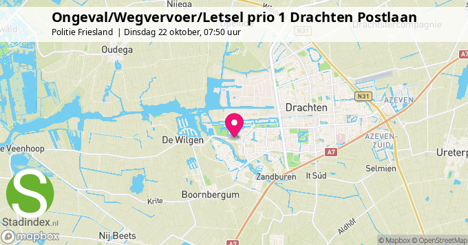 Ongeval/Wegvervoer/Letsel prio 1 Drachten Postlaan