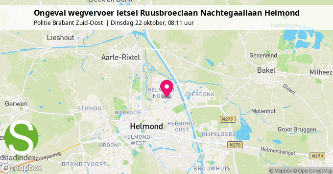 Ongeval wegvervoer letsel Ruusbroeclaan Nachtegaallaan Helmond