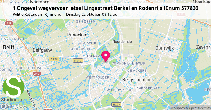 1 Ongeval wegvervoer letsel Lingestraat Berkel en Rodenrijs ICnum 577836