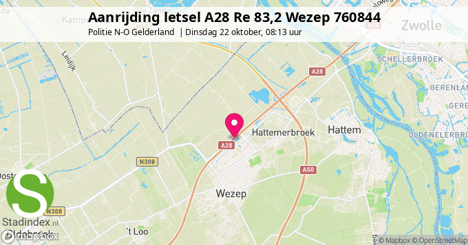 Aanrijding letsel A28 Re 83,2 Wezep 760844