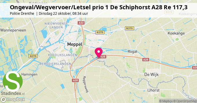 Ongeval/Wegvervoer/Letsel prio 1 De Schiphorst A28 Re 117,3