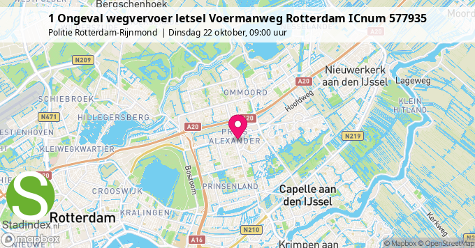 1 Ongeval wegvervoer letsel Voermanweg Rotterdam ICnum 577935