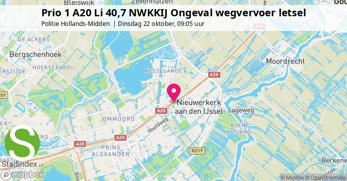 Prio 1 A20 Li 40,7 NWKKIJ Ongeval wegvervoer letsel