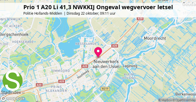 Prio 1 A20 Li 41,3 NWKKIJ Ongeval wegvervoer letsel