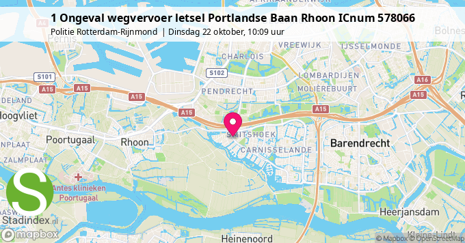 1 Ongeval wegvervoer letsel Portlandse Baan Rhoon ICnum 578066