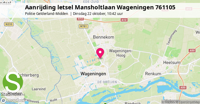 Aanrijding letsel Mansholtlaan Wageningen 761105