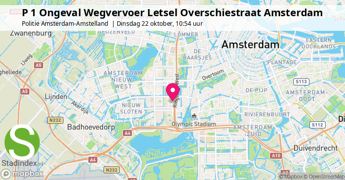 P 1 Ongeval Wegvervoer Letsel Overschiestraat Amsterdam