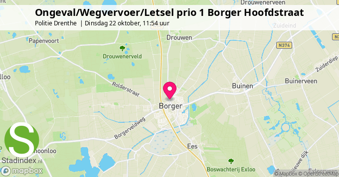 Ongeval/Wegvervoer/Letsel prio 1 Borger Hoofdstraat