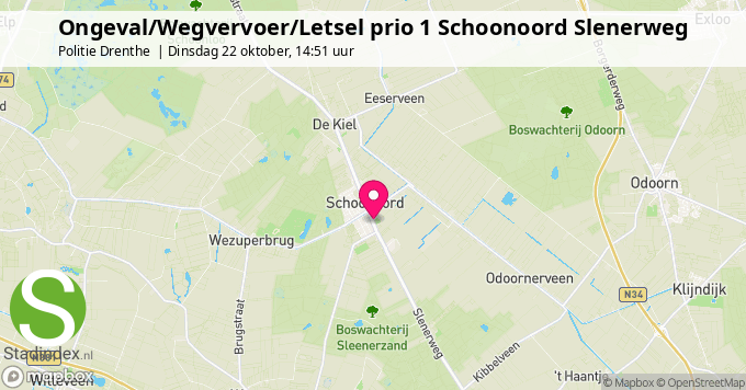 Ongeval/Wegvervoer/Letsel prio 1 Schoonoord Slenerweg