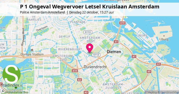 P 1 Ongeval Wegvervoer Letsel Kruislaan Amsterdam