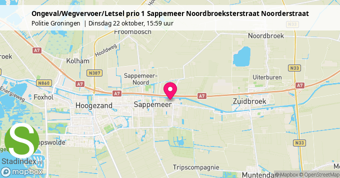 Ongeval/Wegvervoer/Letsel prio 1 Sappemeer Noordbroeksterstraat Noorderstraat