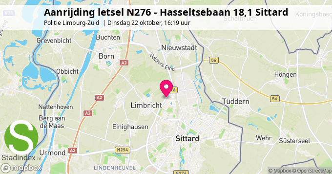 Aanrijding letsel N276 - Hasseltsebaan 18,1 Sittard