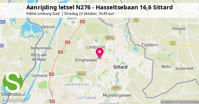 Aanrijding letsel N276 - Hasseltsebaan 16,6 Sittard