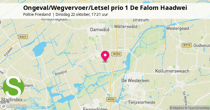 Ongeval/Wegvervoer/Letsel prio 1 De Falom Haadwei