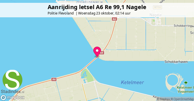 Aanrijding letsel A6 Re 99,1 Nagele