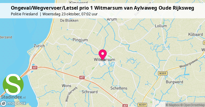 Ongeval/Wegvervoer/Letsel prio 1 Witmarsum van Aylvaweg Oude Rijksweg