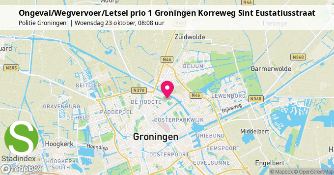 Ongeval/Wegvervoer/Letsel prio 1 Groningen Korreweg Sint Eustatiusstraat