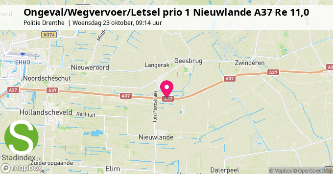 Ongeval/Wegvervoer/Letsel prio 1 Nieuwlande A37 Re 11,0