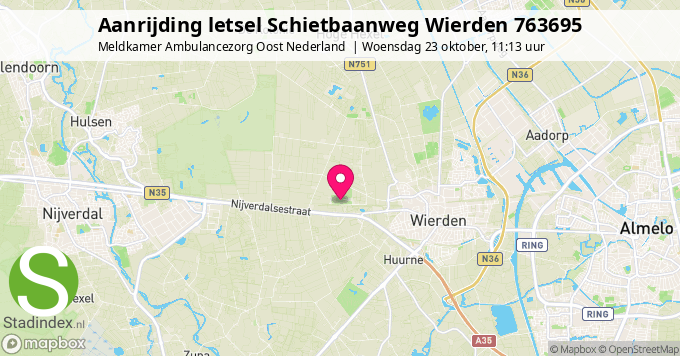 Aanrijding letsel Schietbaanweg Wierden 763695