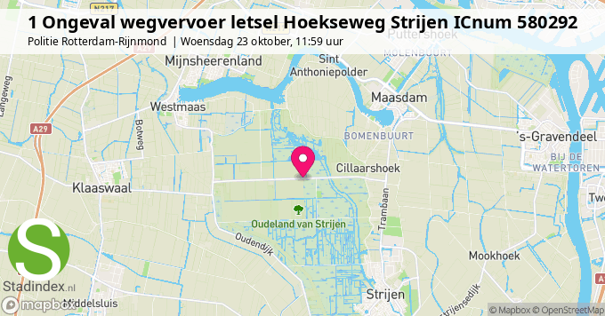 1 Ongeval wegvervoer letsel Hoekseweg Strijen ICnum 580292