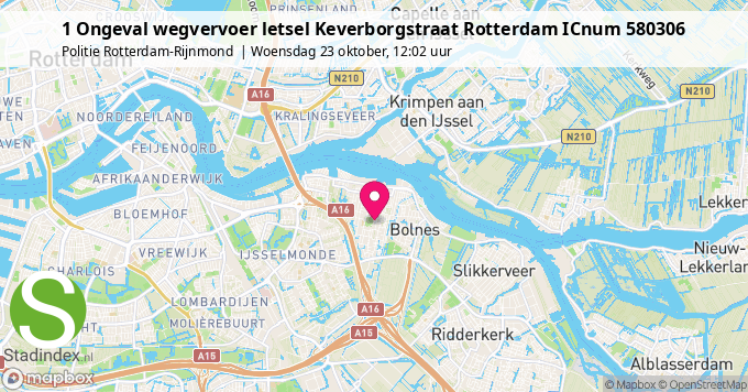 1 Ongeval wegvervoer letsel Keverborgstraat Rotterdam ICnum 580306