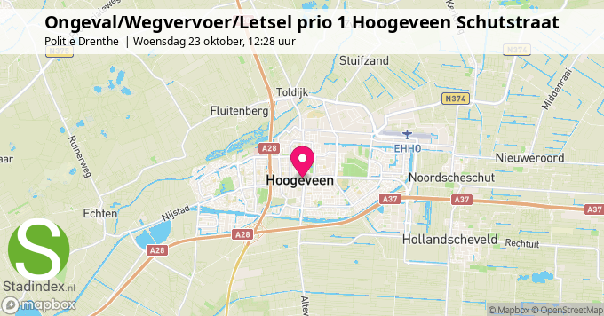 Ongeval/Wegvervoer/Letsel prio 1 Hoogeveen Schutstraat