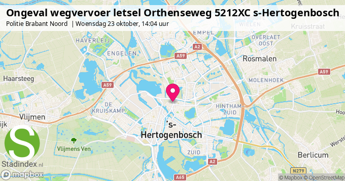 Ongeval wegvervoer letsel Orthenseweg 5212XC s-Hertogenbosch