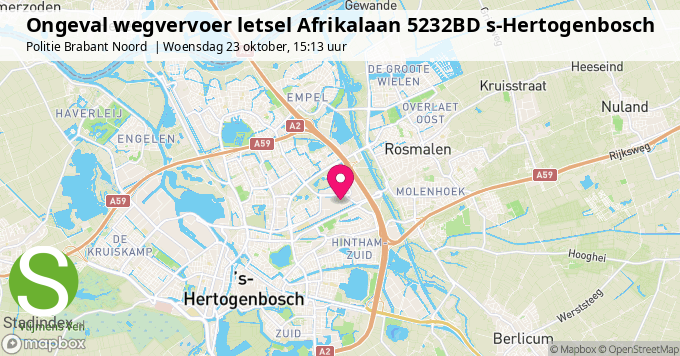 Ongeval wegvervoer letsel Afrikalaan 5232BD s-Hertogenbosch