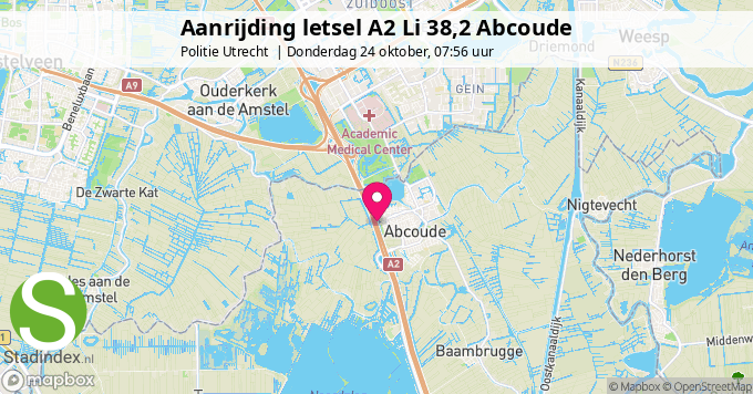 Aanrijding letsel A2 Li 38,2 Abcoude