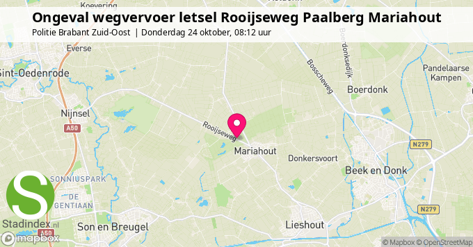 Ongeval wegvervoer letsel Rooijseweg Paalberg Mariahout