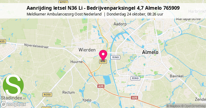 Aanrijding letsel N36 Li - Bedrijvenparksingel 4,7 Almelo 765909