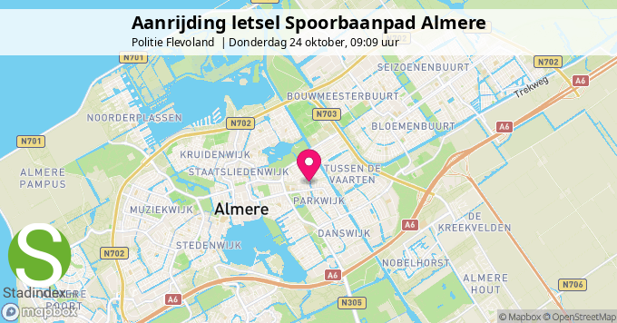 Aanrijding letsel Spoorbaanpad Almere