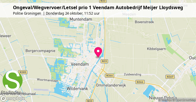 Ongeval/Wegvervoer/Letsel prio 1 Veendam Autobedrijf Meijer Lloydsweg