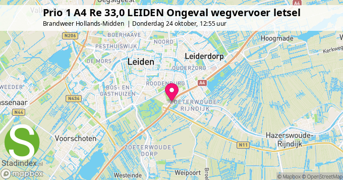 Prio 1 A4 Re 33,0 LEIDEN Ongeval wegvervoer letsel