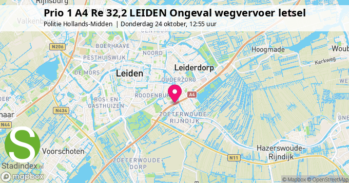 Prio 1 A4 Re 32,2 LEIDEN Ongeval wegvervoer letsel