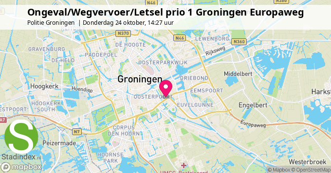 Ongeval/Wegvervoer/Letsel prio 1 Groningen Europaweg