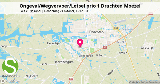 Ongeval/Wegvervoer/Letsel prio 1 Drachten Moezel