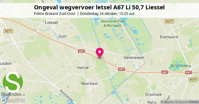 Ongeval wegvervoer letsel A67 Li 50,7 Liessel