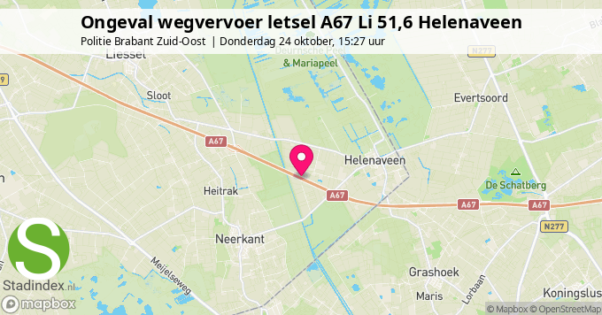 Ongeval wegvervoer letsel A67 Li 51,6 Helenaveen